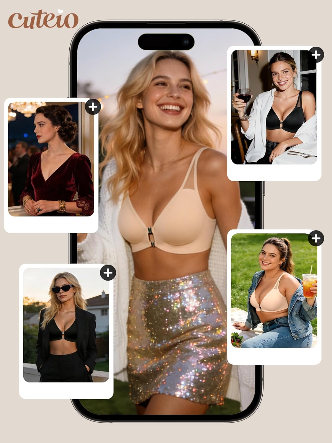 Metal Magnetic Front Closure Bras for Women with Racerback - S-XL Jelly Bralettes with Mesh Everyday Tshirt Bra - Image 8