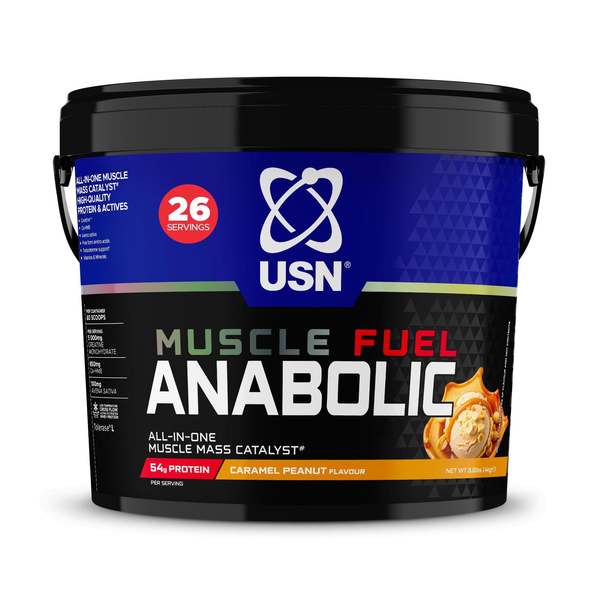 USN Muscle Fuel Anabolic Protein Powder I Caramel Peanut I 4kg - 26 Serv.