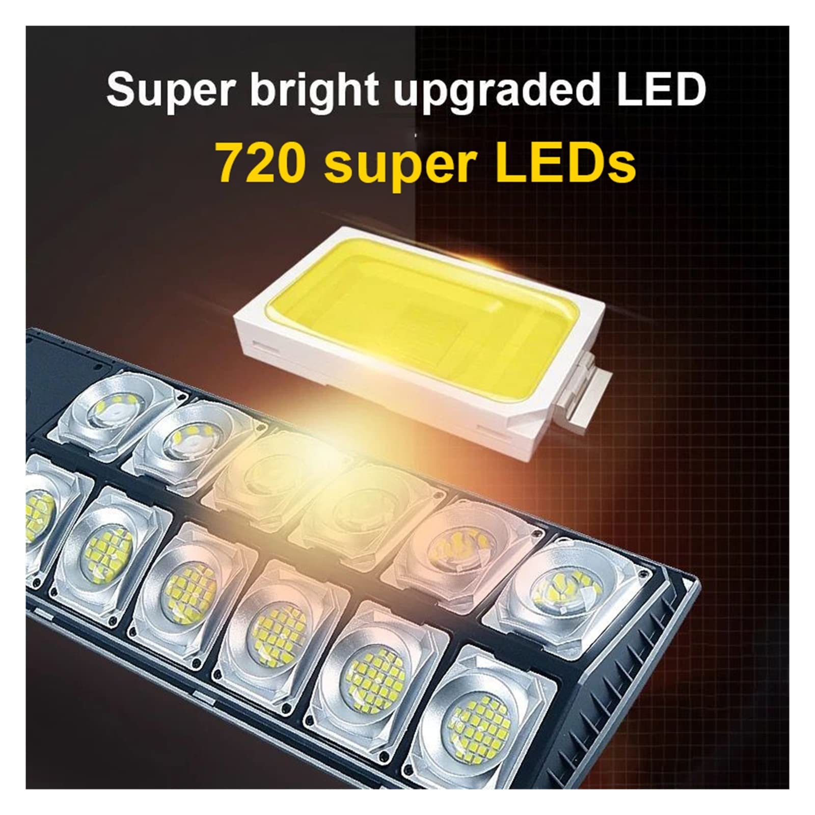 Zewnętrzna lampa solarna, Zewnętrzne lampy słoneczne 3 tryby Zdalne sterowanie Led Solar Street Light 720 LEDs Wodoodporna lampa ogrodowa do domu i podwórka