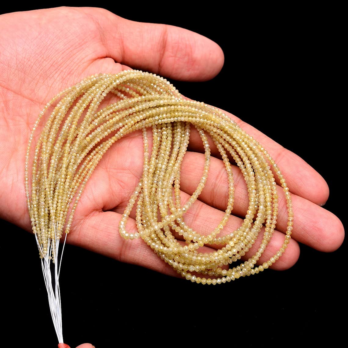 Naturalne mikro fasetowane koraliki okrągłe AAA+ z drobnym żółtym diamentem, sznurek 19 cm, rzadki żółty diament szlachetny kamień szlachetny luźne koraliki, Kamień szlachetny, Żółty diament