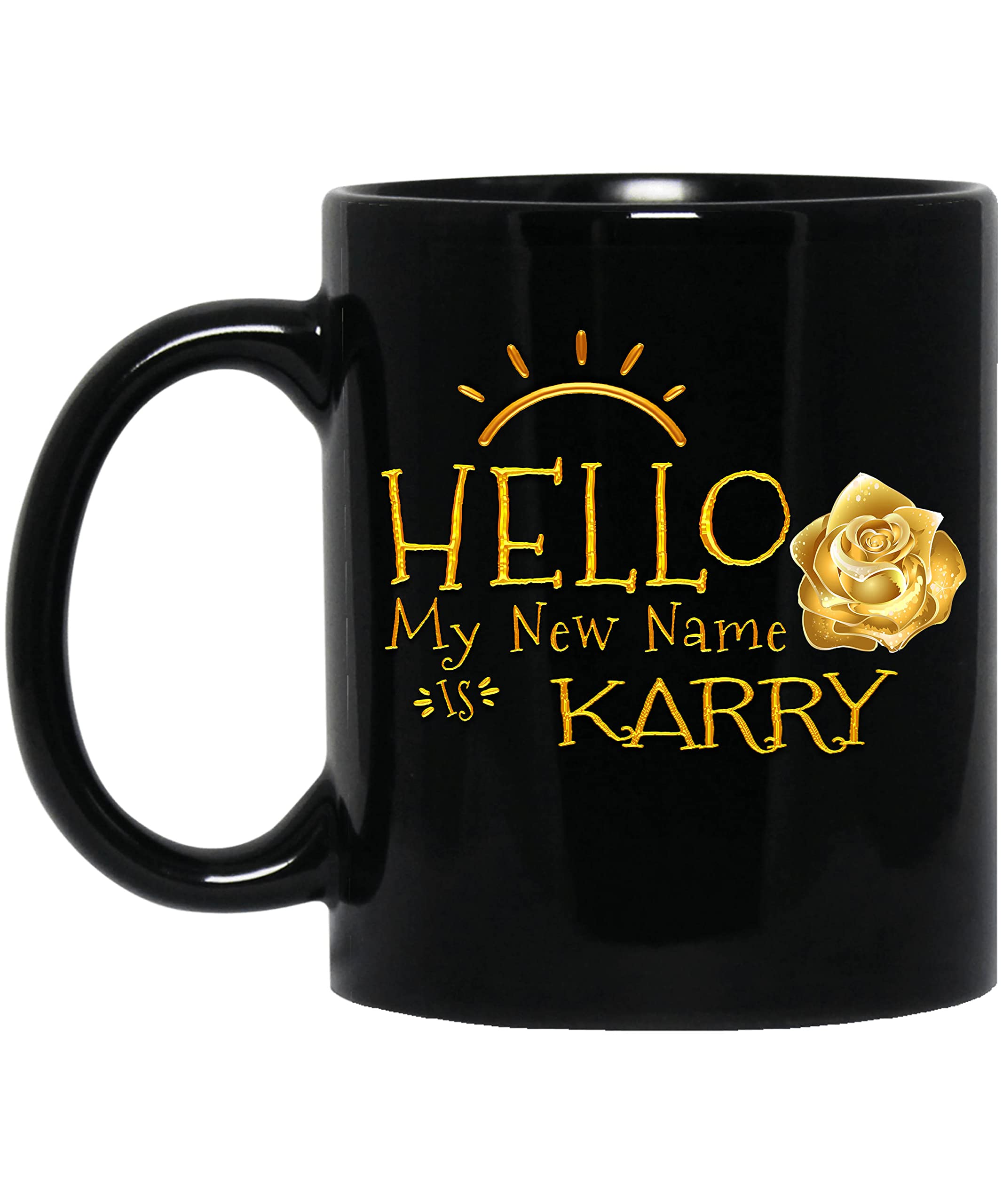 VIGAT Karry Custom Name Coffee Mug, Personalized Gold Flower Cup, Gift for Her, Him Women, Men Friend 11oz Black Mug 857927