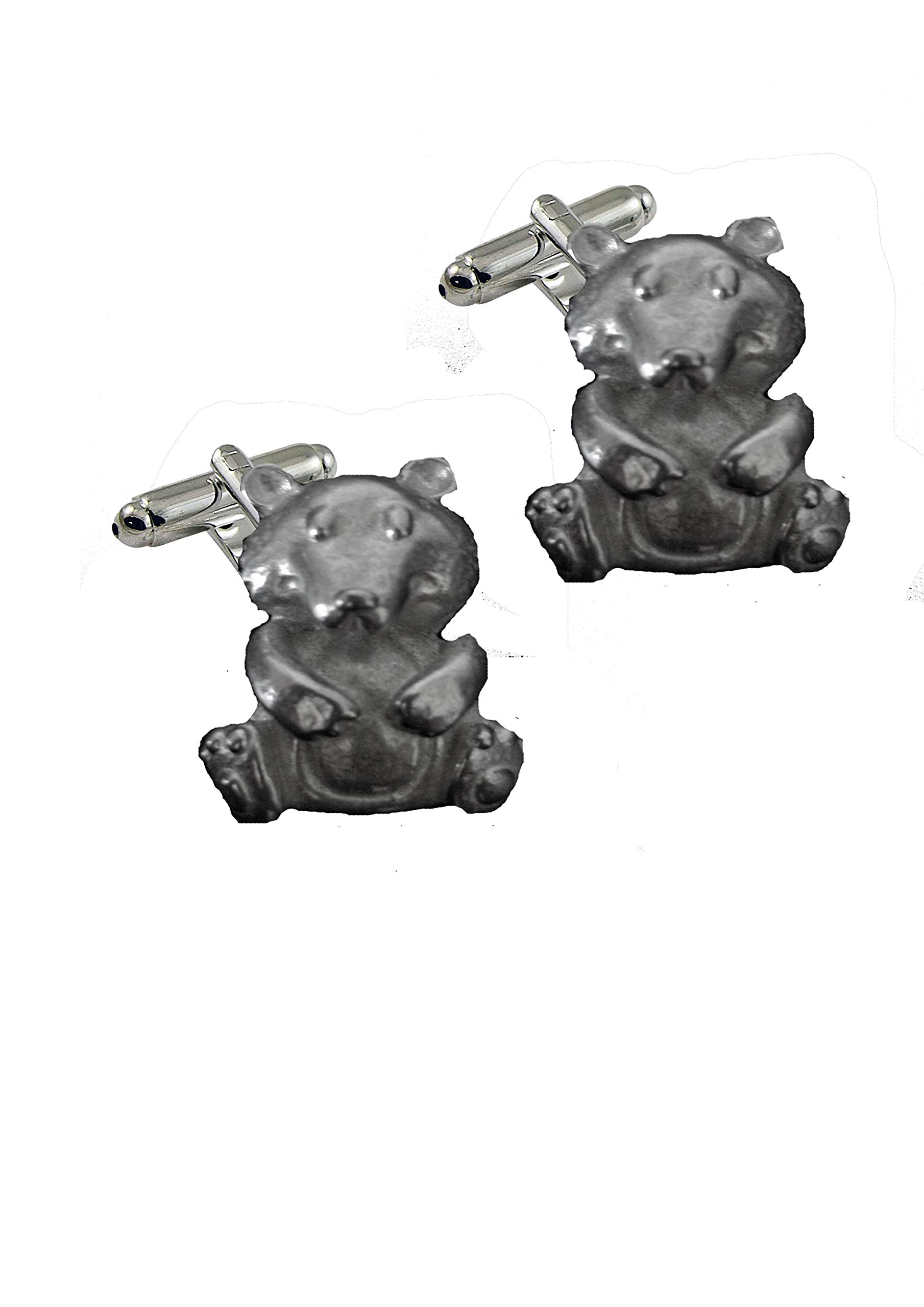 GIFTSFORALL Par de gemelos con diseño de oso de dibujos animados de 2,6 x 4,8 cm, hechos de peltre inglés moderno