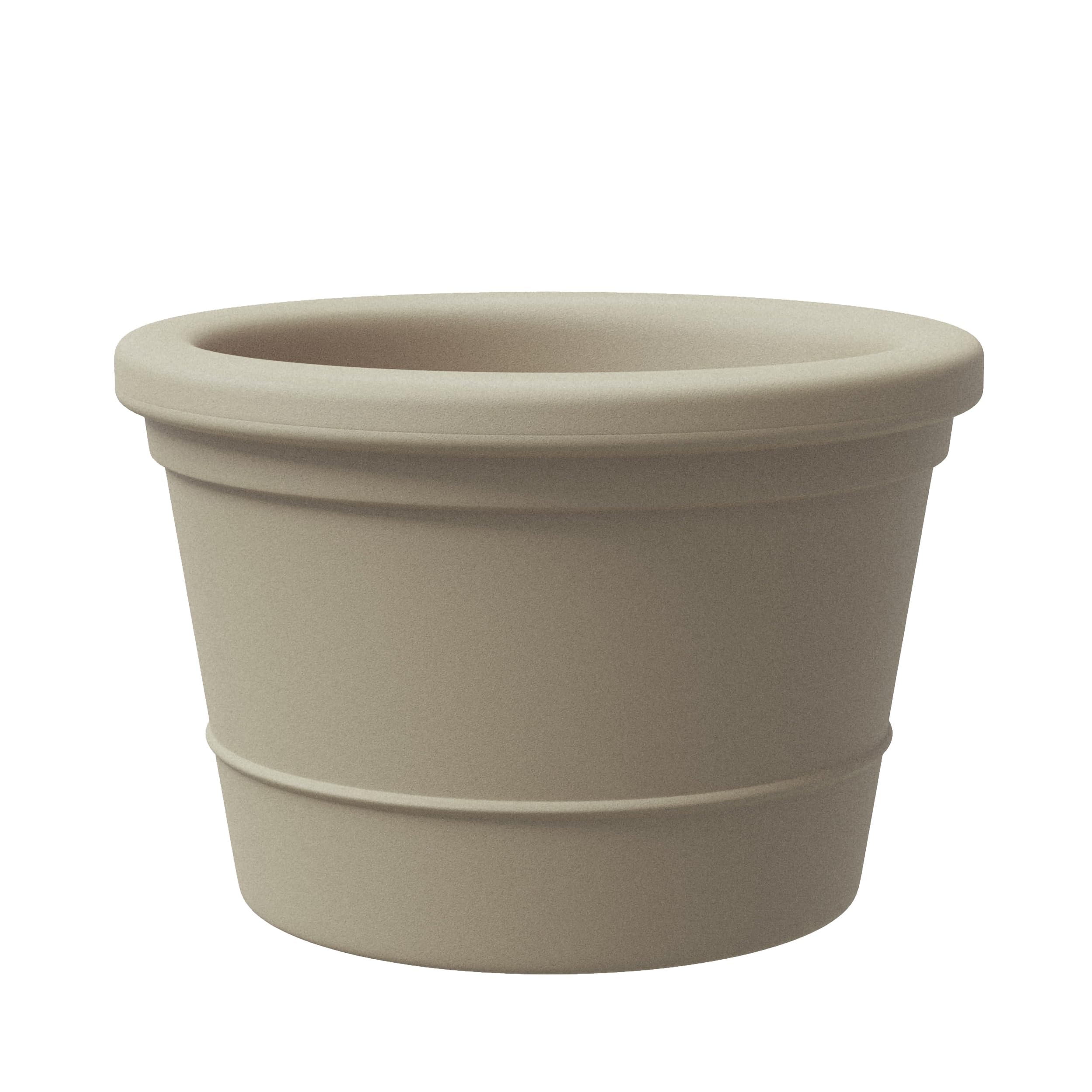 Tera vaso grande da esterno EOS, in resina, tecnica rotazionale, porta piante da esterno, resistente ai raggi uv e al gelo, materiale riciclabile, vasi per alberi e piante (LIGHT KHAKI, 40 CM)