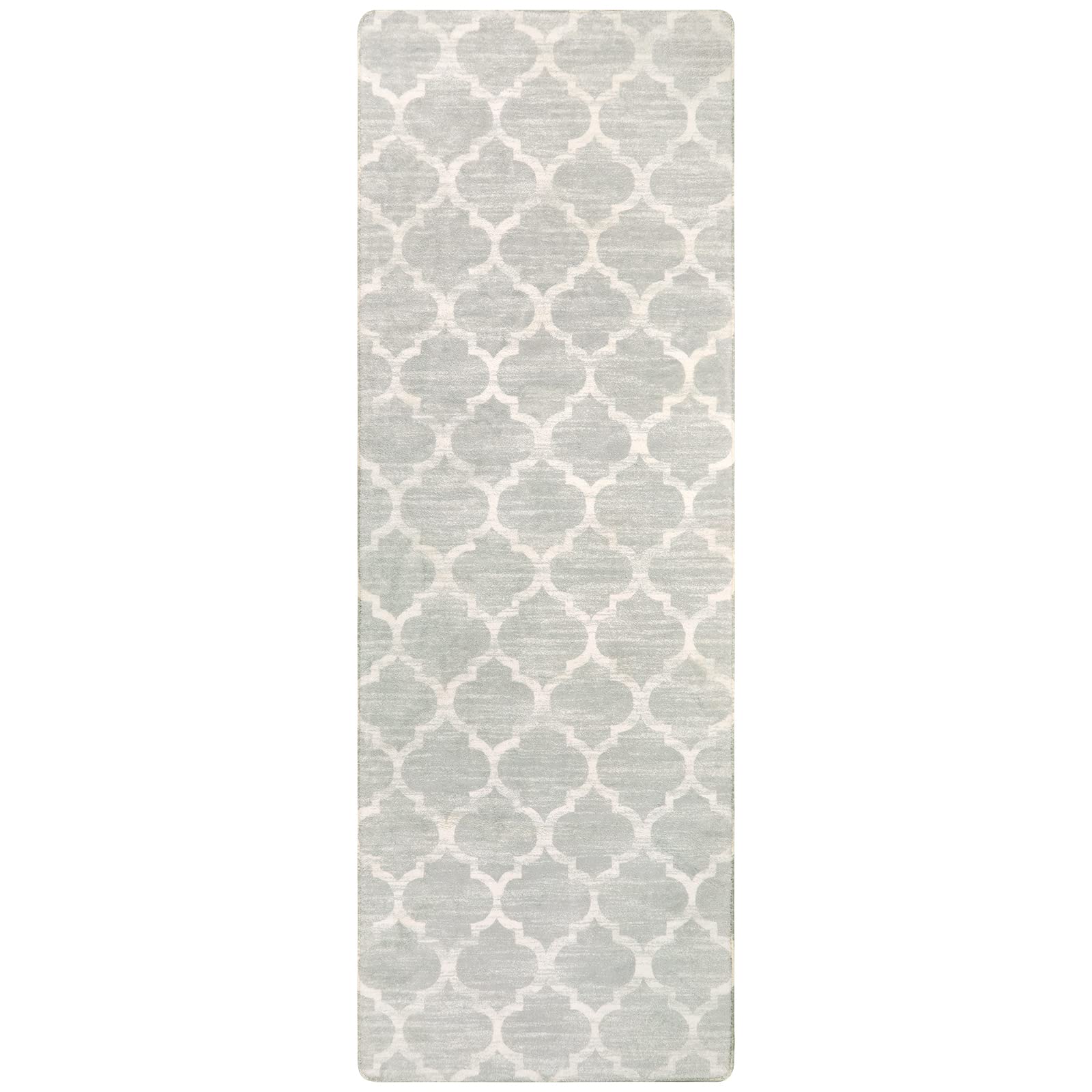 Lahome Moroccan Runner Rug 2'6'' x 8' Non Slip Vintage Hallway Runner Rug, Washable Small Kitchen Area Rug Laundry Room Rug Carpet Runner for Entryway Bedroom Bathroom (2'6'' x 8', Grey)