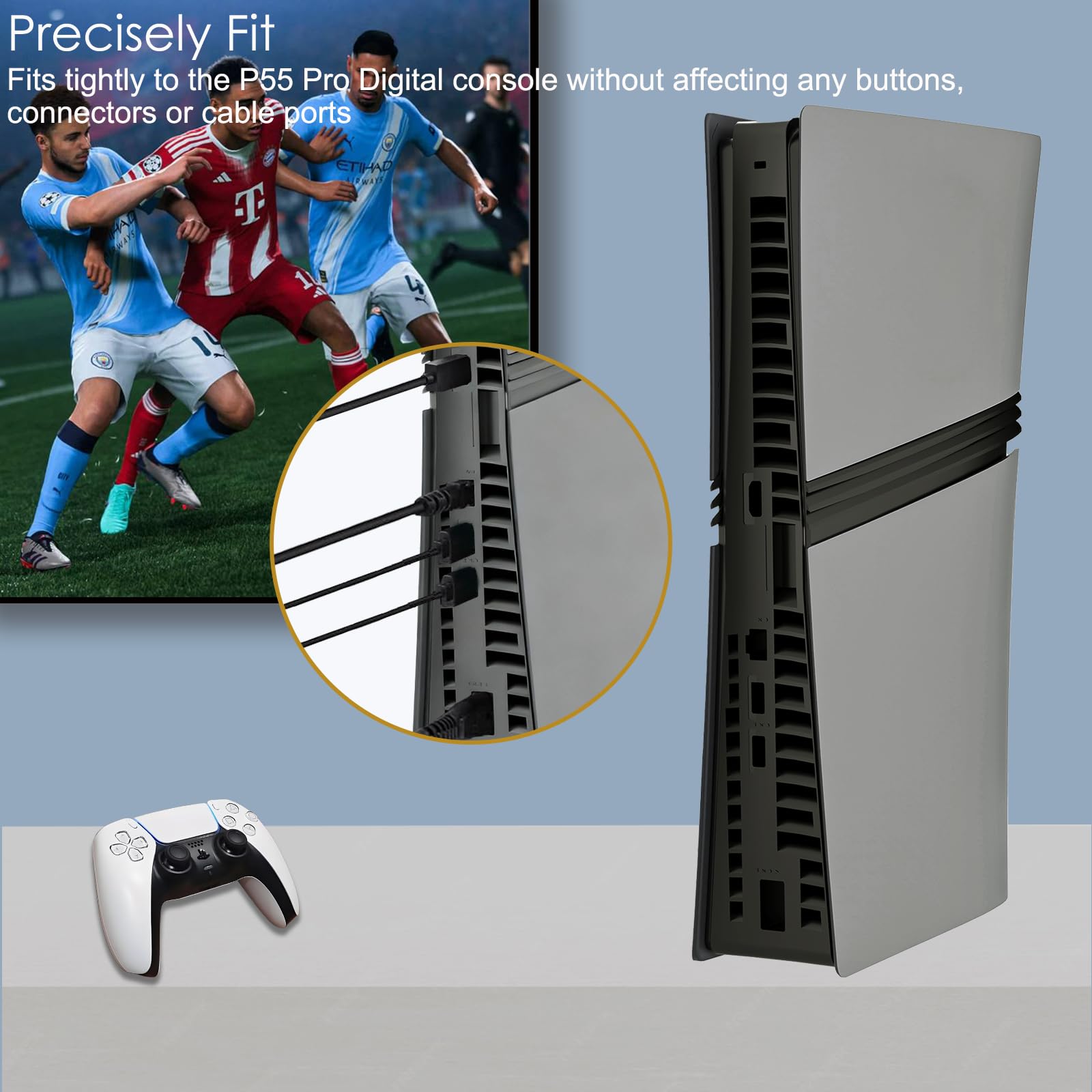 Piastre antiurto per PS5 Pro Digital Edition, cover di ricambio in ABS rigido opaco per PlayStation 5 Pro, accessori per console digitale, pannelli a scatto antigraffio e antipolvere