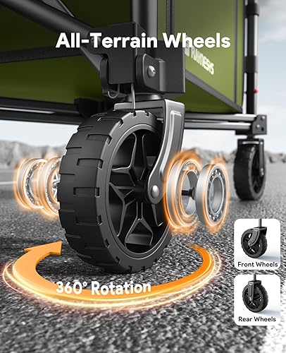 Miniatura 43 de Carro plegable 3 en 1 que se convierte en banco, carrito plegable de 220 libras con ruedas, carrito de compras de 120 L para comestibles, carrito