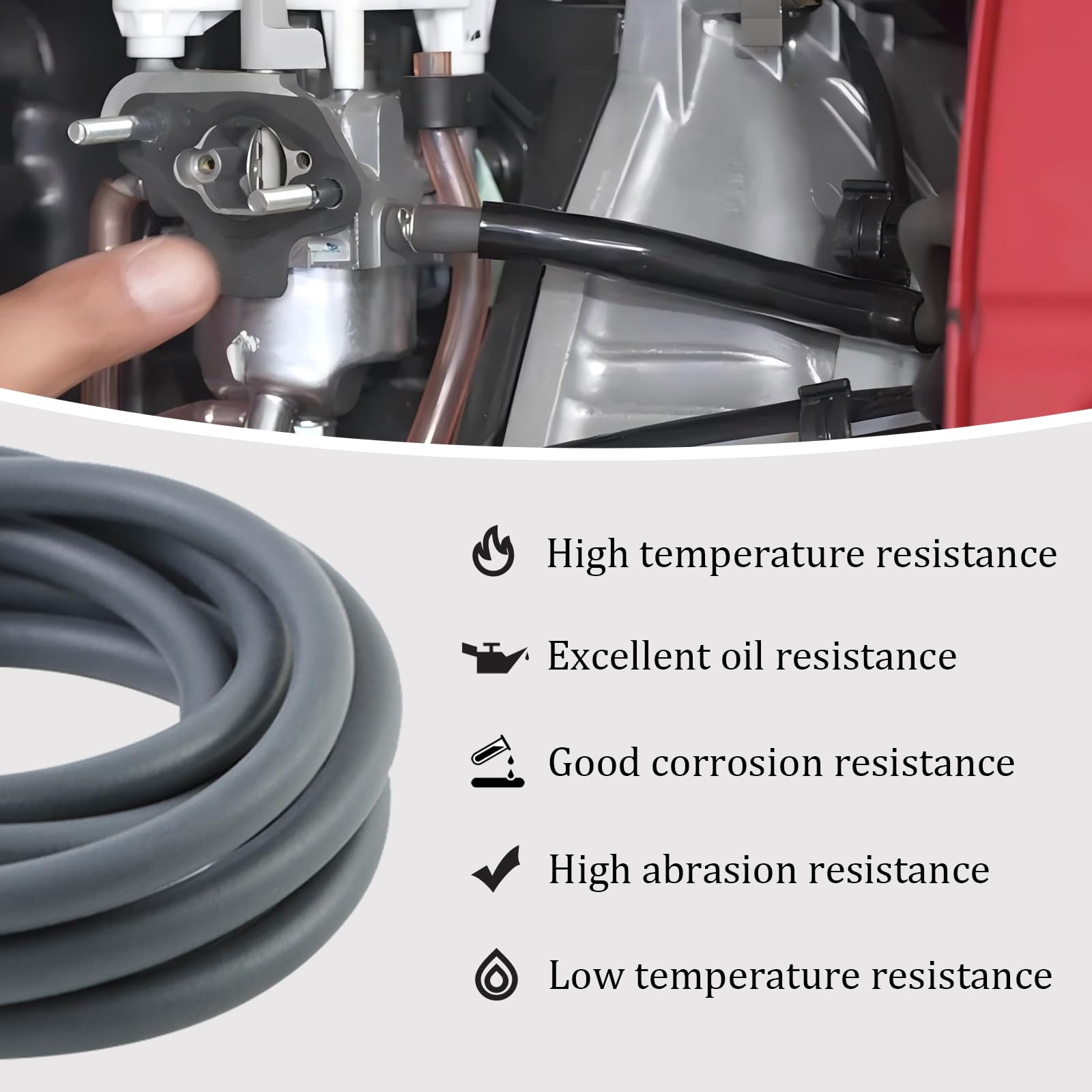 KIKITE Manguera de línea de combustible de 10 pies de 1/4 pulgadas para Briggs & Stratton Kohler Kawasaki motores diesel de gas pequeño, cortacéspedes y generadores, manguera de combustible de goma