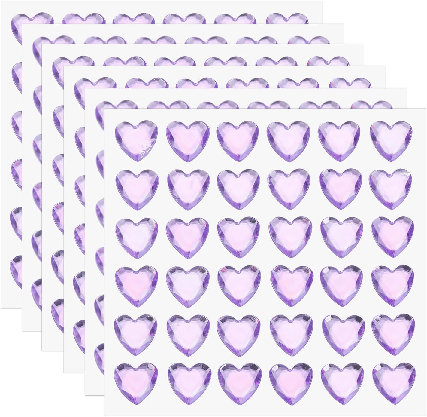 sourcing map 216 Pcs Heart Rhinestone 10mm Self Adhesive Gems Stickers Jewelry Stickers for Jewelry Making, Valentine Makeup, DIY Crafts, Light Purple