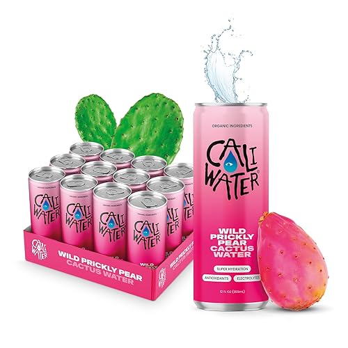 Caliwater - Agua orgánica de cactus - Tuna silvestre - 0.18 oz de azúcar, 25 calorías - Alternativa al agua de coco - Hidratación natural a base de