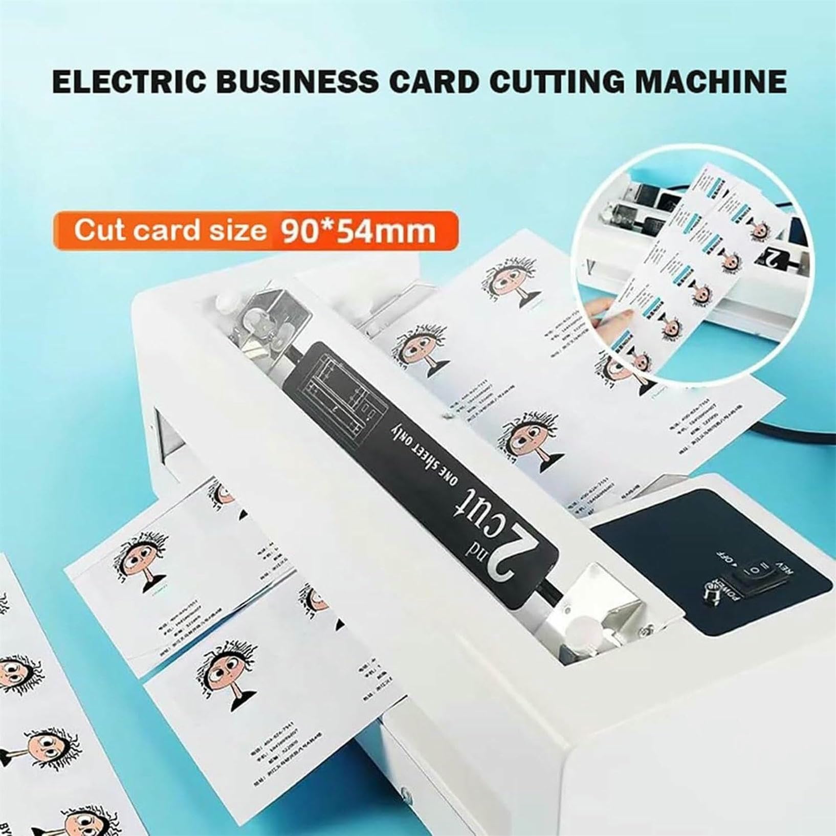 Automatische Visitenkartenschneidemaschine, Papierschneidemaschine, Geschwindigkeit 30 Stück/min, Schnittstärke 100–350 g, für Mitgliedskarten und Einladungen