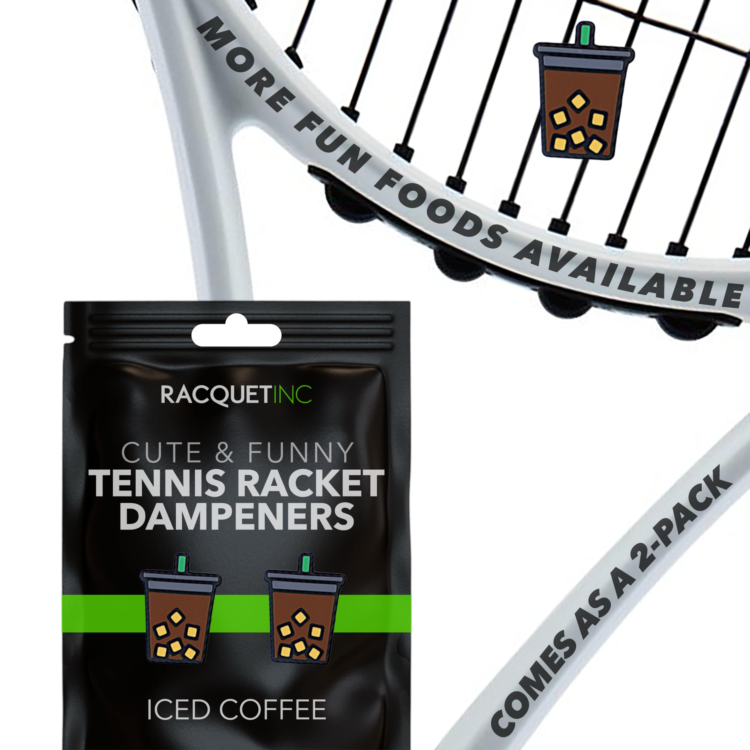 Tennis Racket Vibration Dampeners - Shock Absorbing, Reduces String Vibration for Better Control & Comfort - Universal Fit for All Racquets - 2 Pack