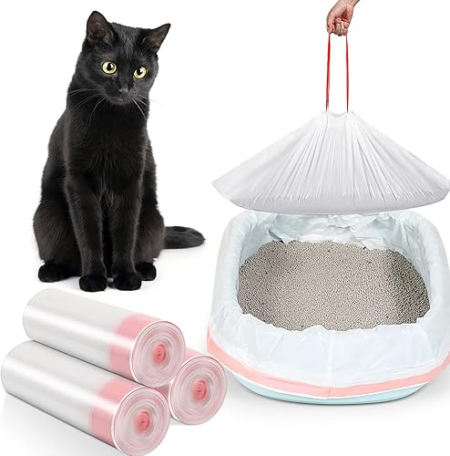 30 forros para cajas de arena para gatos, bolsas de arena grandes con cordón para gatos, bolsas de arena XL resistentes para mascotas, gatos,
