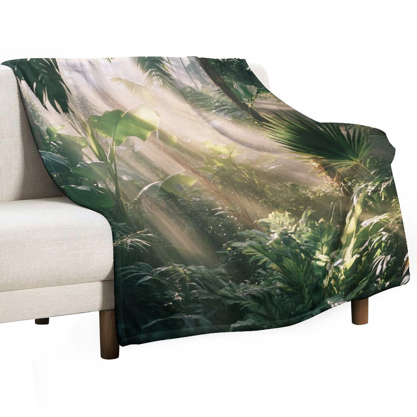 Couverture flanelle contre le froid plaid polaire motif plantes vertes doux