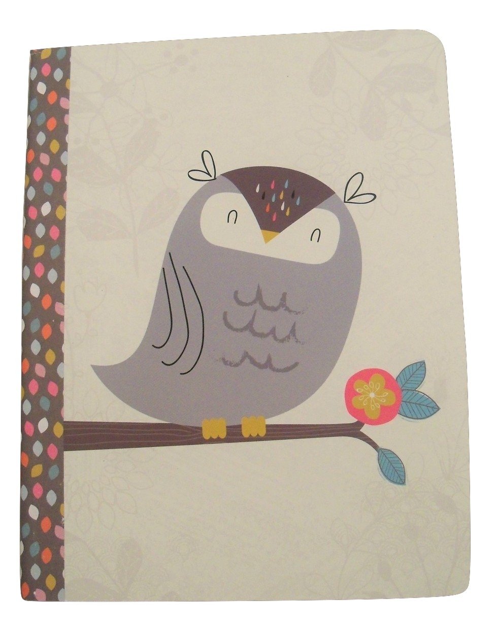 Studio C Carolina Pad Wide Ruled Composition Book ~ Forest Friends (Gray Owl on Branch; 7.5" x 9.75"; 100 Sheets, 200 Pages)
