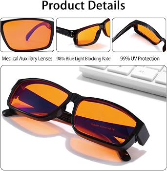Blue Light Blocking Glasses, Gaming Glasses for Computer Use, Lightweight Anti Glare Gamer Glasses with UV Protection for Screens, TVs, Mobile Phones, Professional Filter for Pro Gamers, Amber