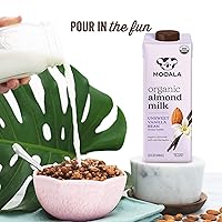Vista 4 de Mooala – Leche de almendras orgánica en grano de vainilla, sin azúcar, 1 litro (paquete de 6) – Bebida estable en estantes, no lácteos, sin gluten