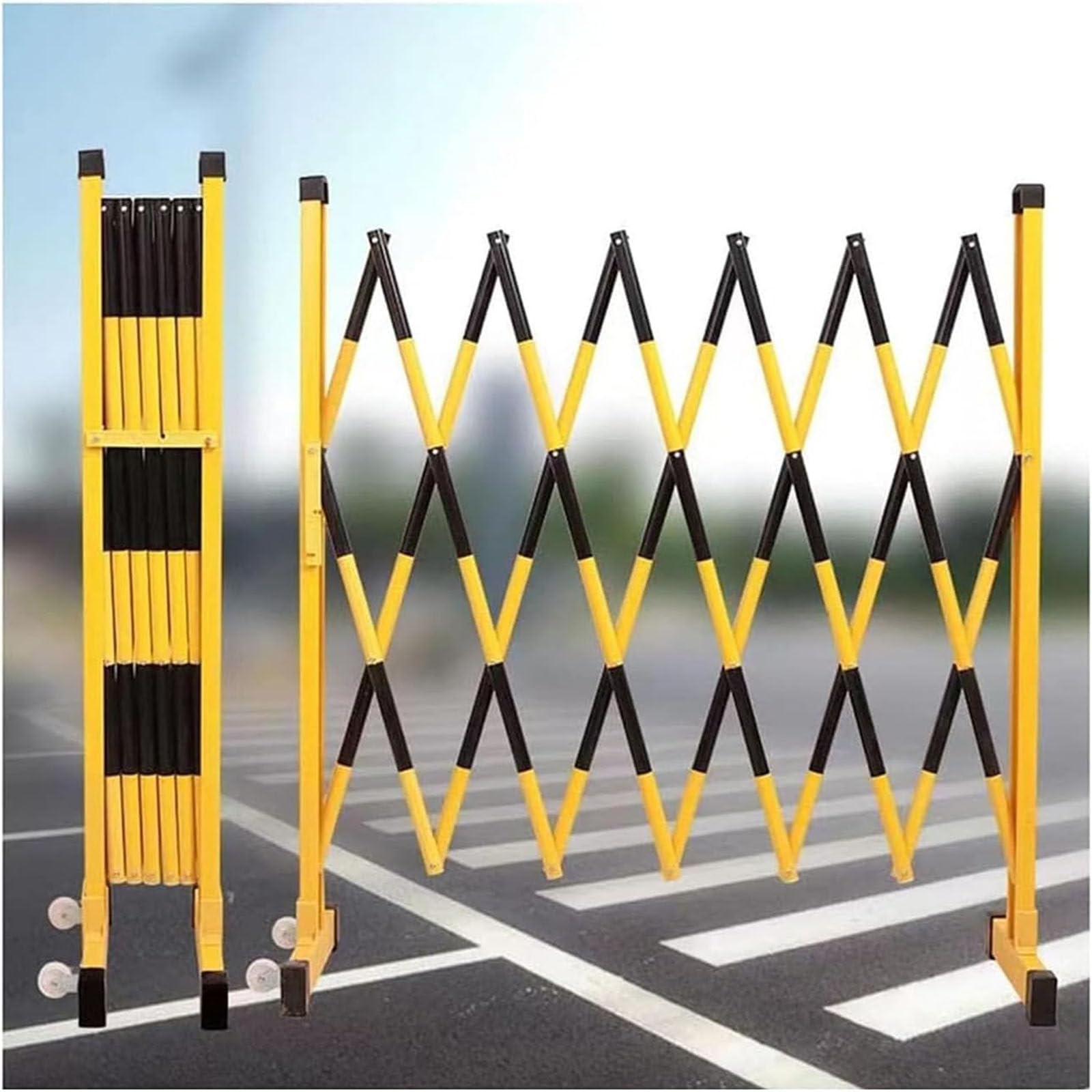 WQPMNYG Retractable Traffic Barricade, Portable Scissor Gate for Outdoor Road and Garage Security, Mobile Parking Barrier, Folding Driveway Fence