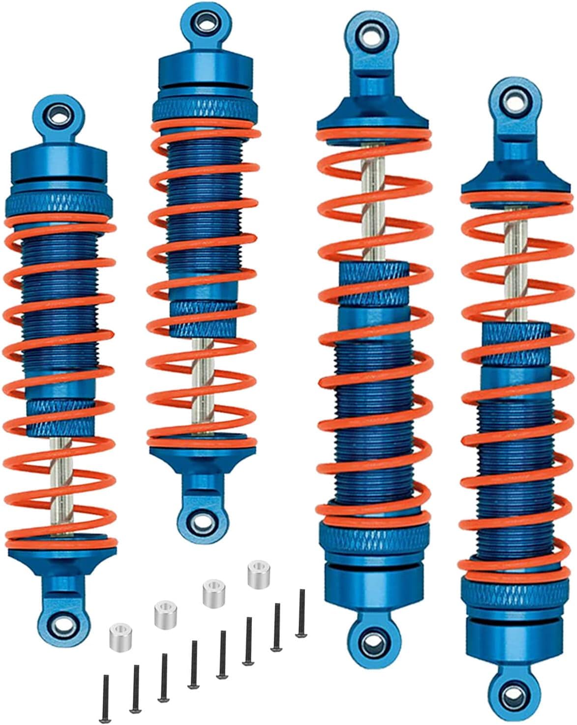 Big Bore RC Shock Upgrades Part for 1/10 Rustler/Slash/Stampede/Hoss 4x4 VXL 4wd,4PCS Alloy Full Metal Front Rear Shocks Absorber Damper,Replace 5862,Navy Blue
