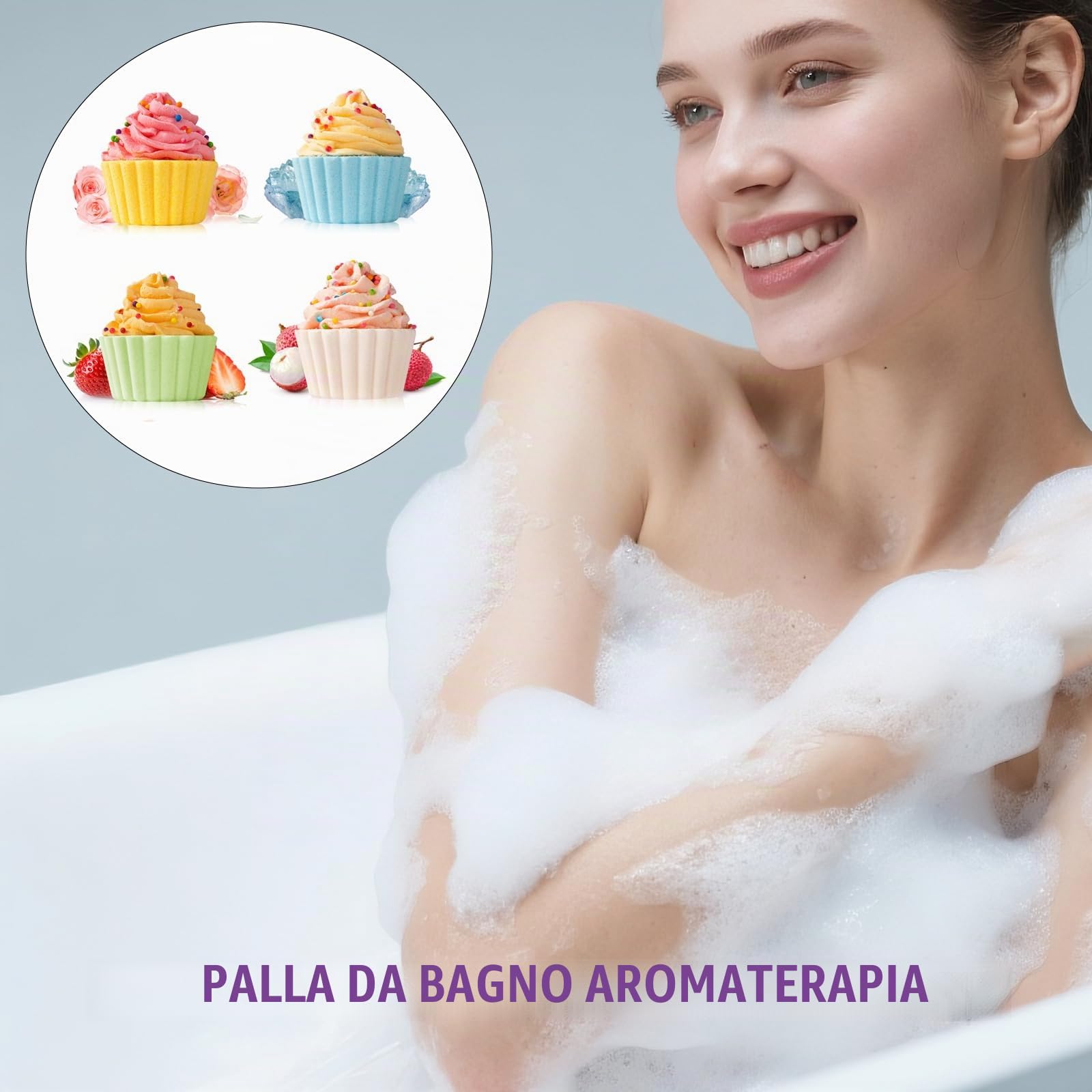4PC Bombe da Bagno, Bath Drops, Bath Bombs, Pulizia Della, Rimuove lo Sporco e il Sebo Dalla Superficie Della Pelle, Esfoliazione, Idratante e Nutriente, Adatto a Tutti i Tipi di Pelle