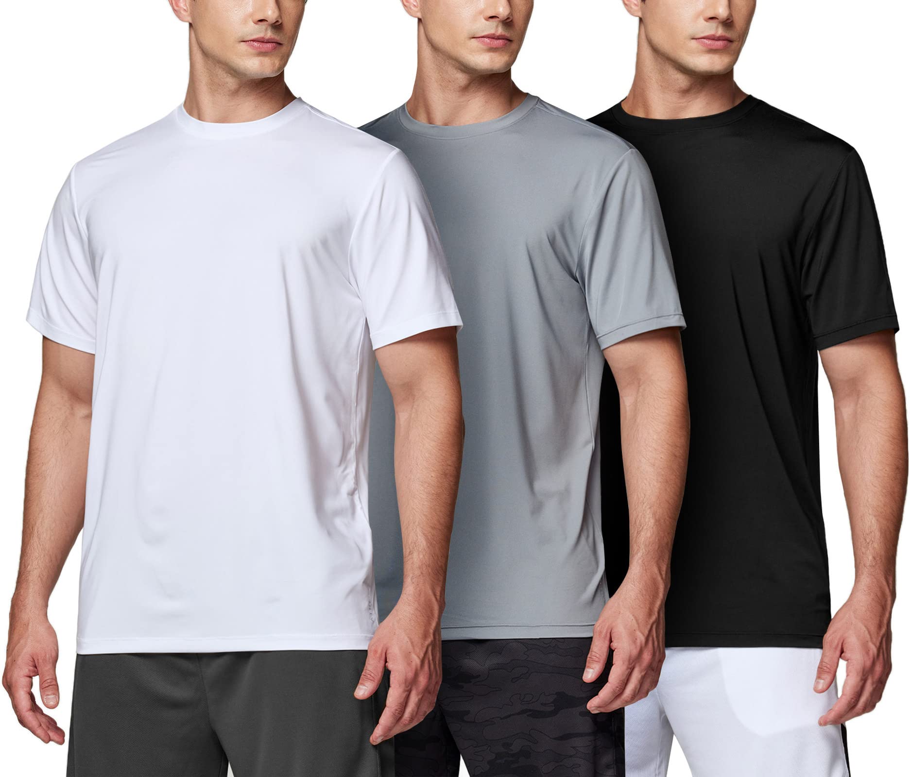 ATHLIO Camisetas de entrenamiento para hombre, para correr, protección solar, secado rápido, camisetas atléticas de manga corta para gimnasio