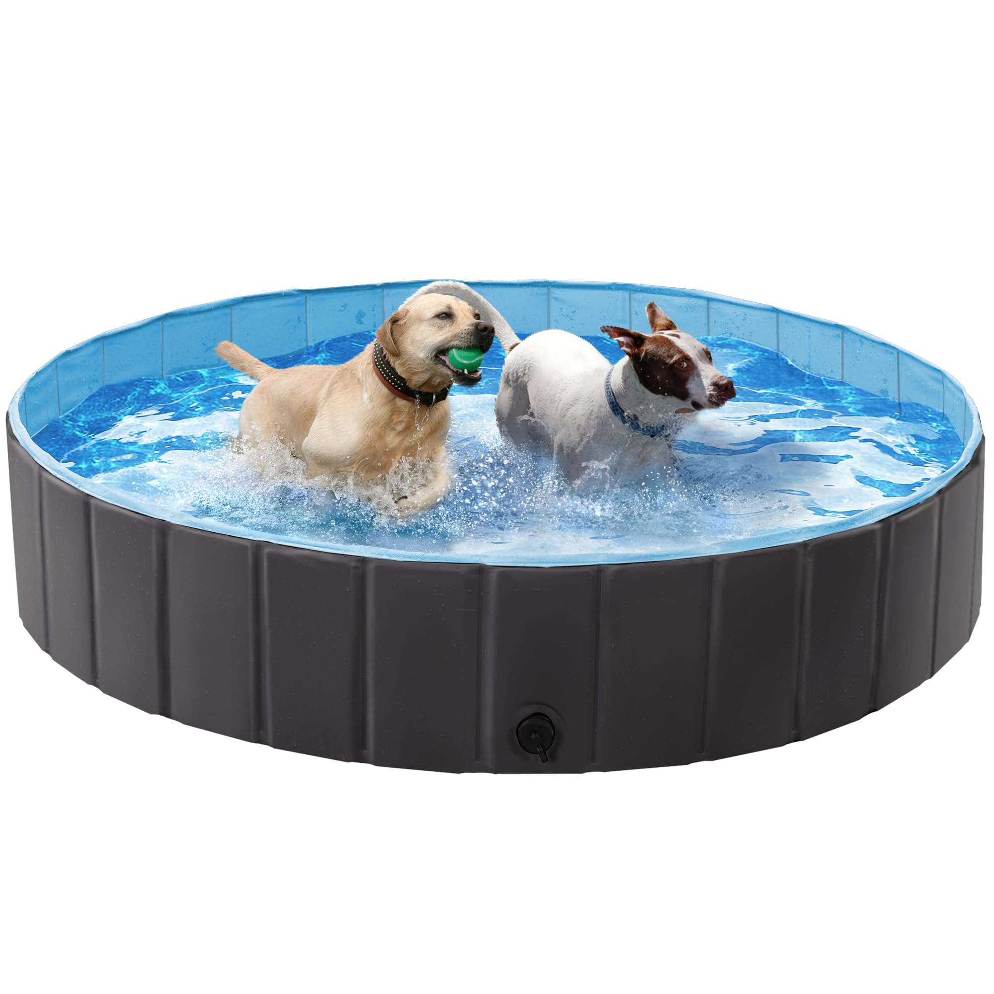 Yaheetech Piscina per Cani Vasca da Bagno Pieghevole Antiscivolo per Animali Domestici in PVC da Esterno Interno Nero 160 x 30 cm