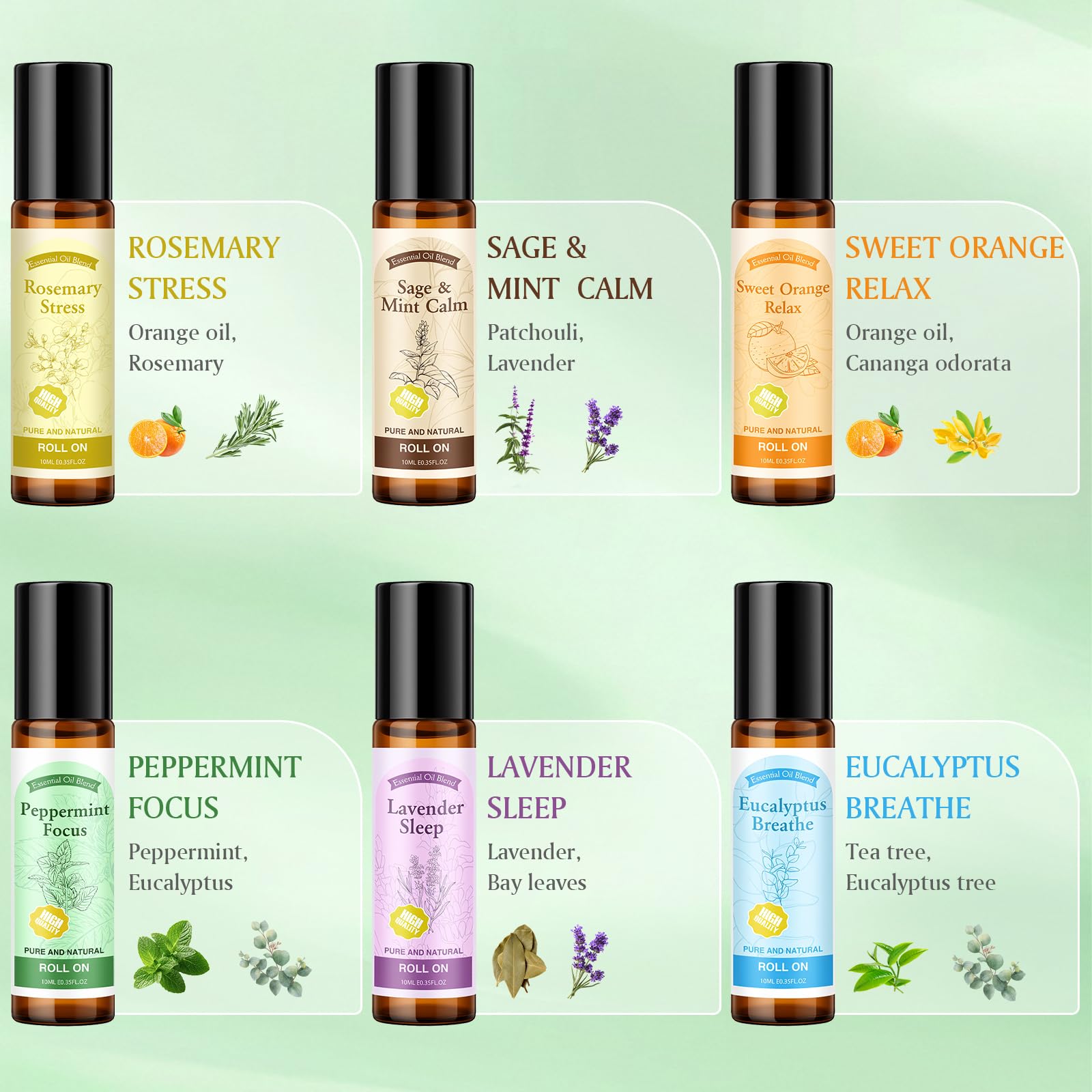 Zestaw olejków eterycznych w rolce – 6 x 10 ml, aromaterapia, naturalny pomysł na prezent dla samoopieki, dla matki i żony, prezent wellness dla kobiet, na Walentynki, urodziny, Boże Narodzenie, Dzień