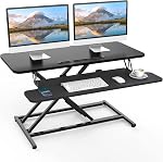 ERGOMAKER Convertisseur de bureau, 106cm/42’’ Riser de bureau réglable en hauteur avec grand plateau de clavier, Riser bureau assis à debout pour les doubles moniteurs, blanc