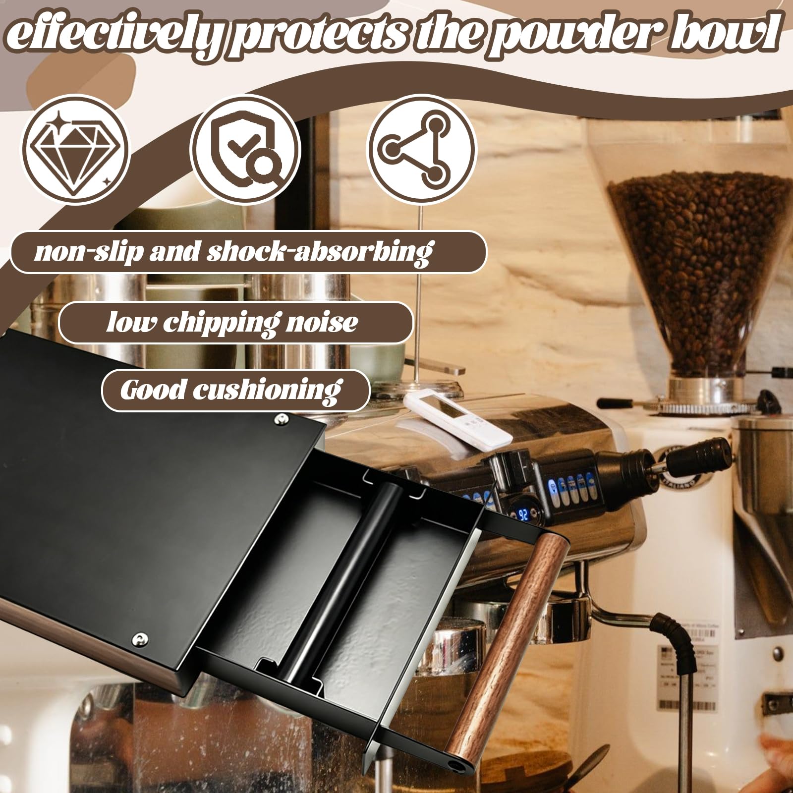 Cajón Para Posos De Café, 32,7 x 20 x 4,5 cm Caja Knocker De Acero Inoxidable Para Portafiltros Con Barra Antigoteo Extraíble Y Asa De Madera De Estilo Para Cafeterías Restaurantes Y Uso Doméstico