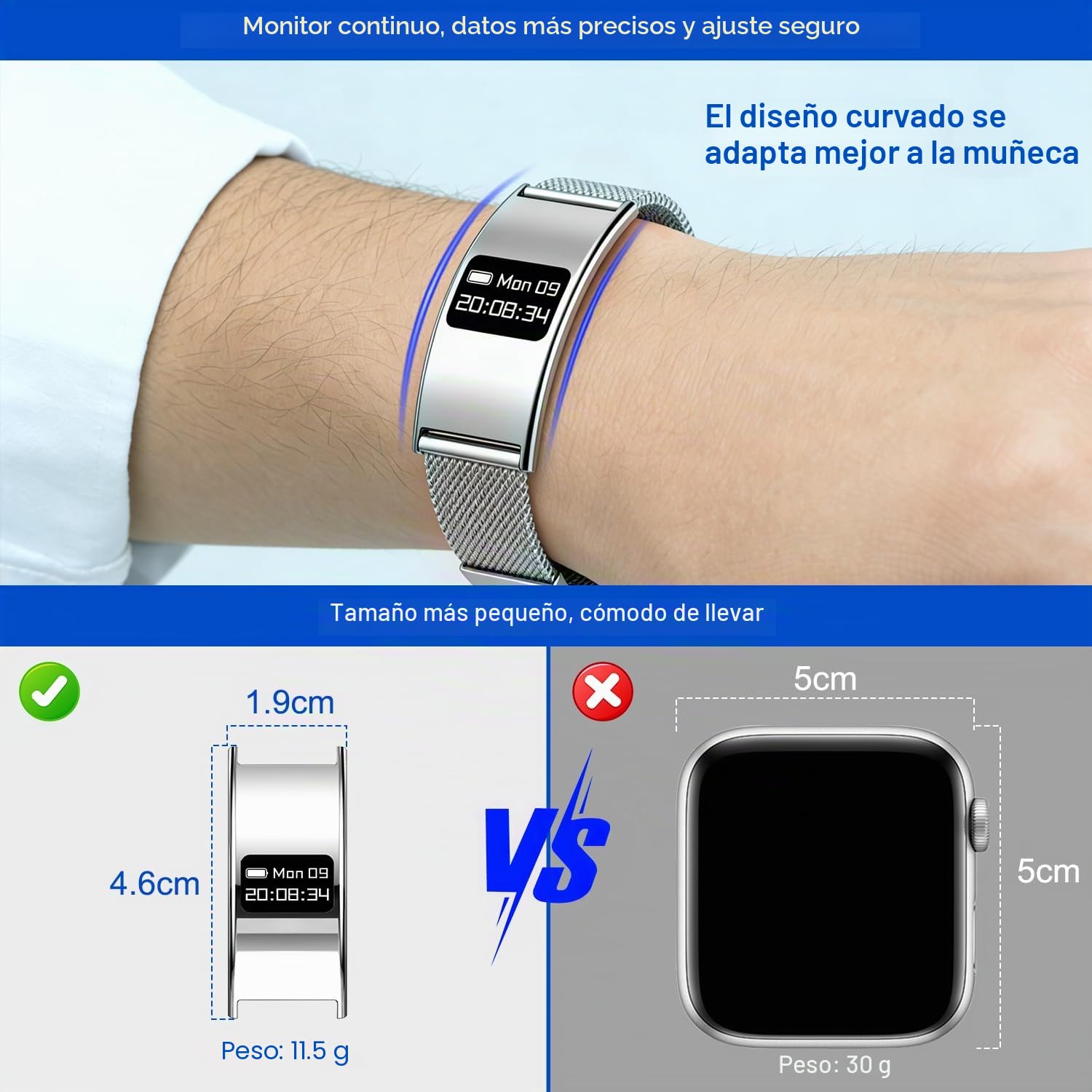 Smart Band, Pulsera de Actividad con Monitoreo del Sueño, Pulsera Inteligente Apoyo Frecuencia Cardíaca,Saturación de Oxígeno en Sangre, Múltiples Modos Deportivos, IP68