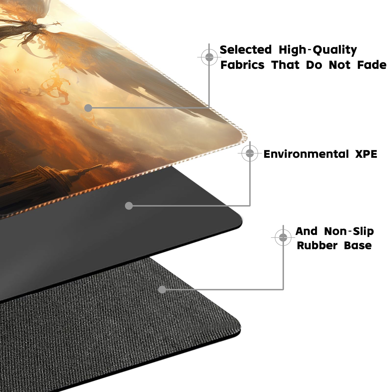 Tapis de jeu MTG Duel - 60 x 35 cm - Bords cousus - Compatible avec JCC CCG RPG OCG - Avec zones de cartes + sac étanche gratuit (Angel Redemption, sans zone)