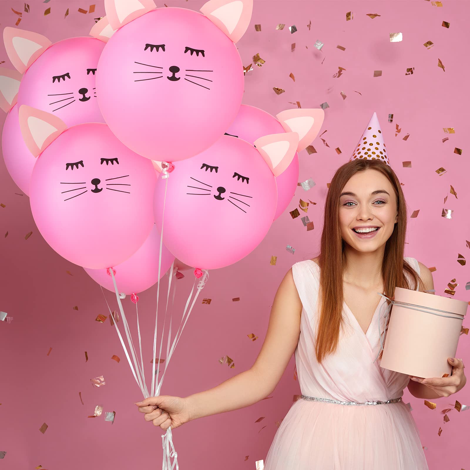 Amazon | ピンクの猫バルーン100個 DIY 猫の耳 ラテックスバルーン