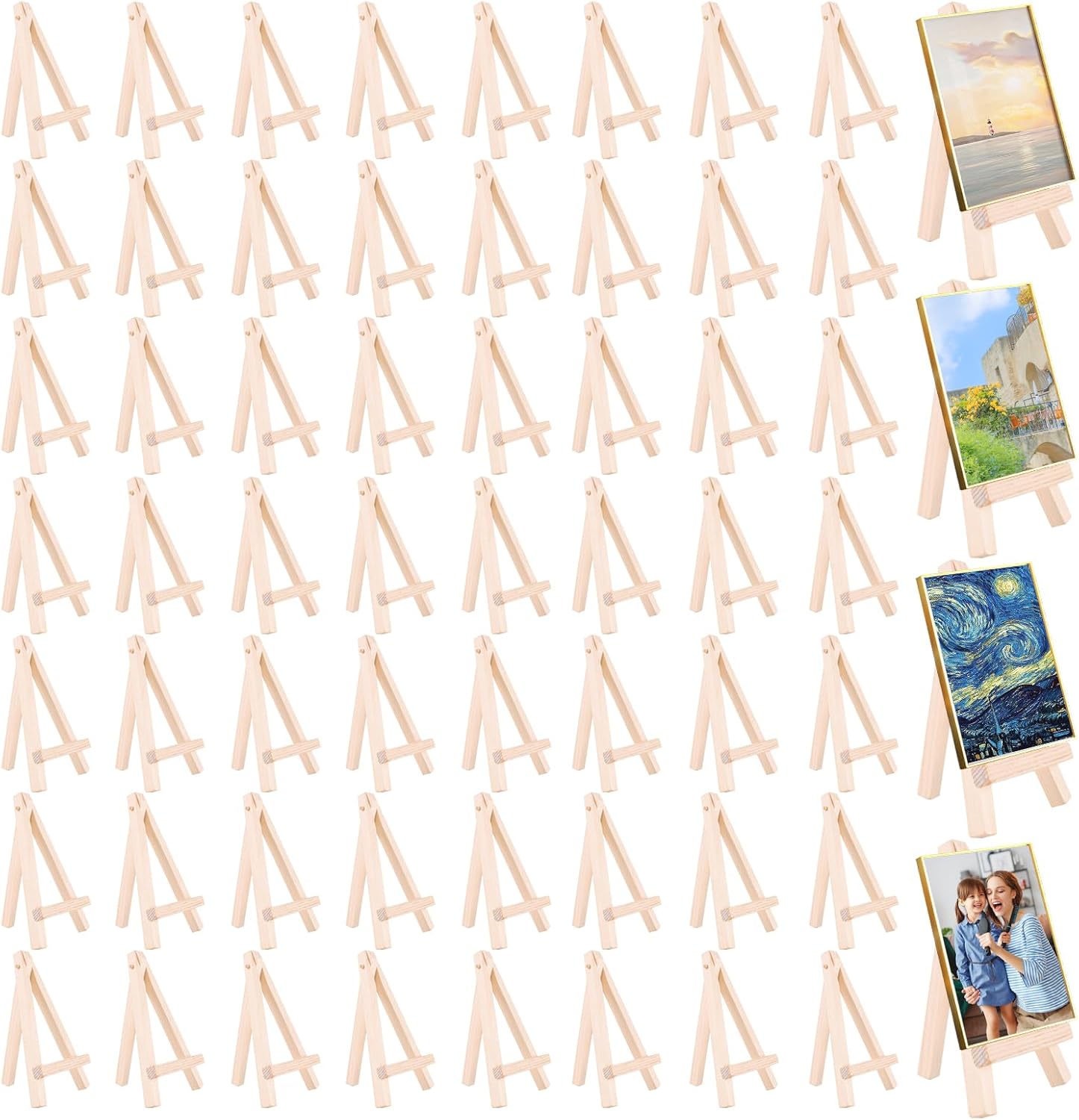 Voittozege 60 Pcs 5 Inches Mini Wood Easels, Small Display