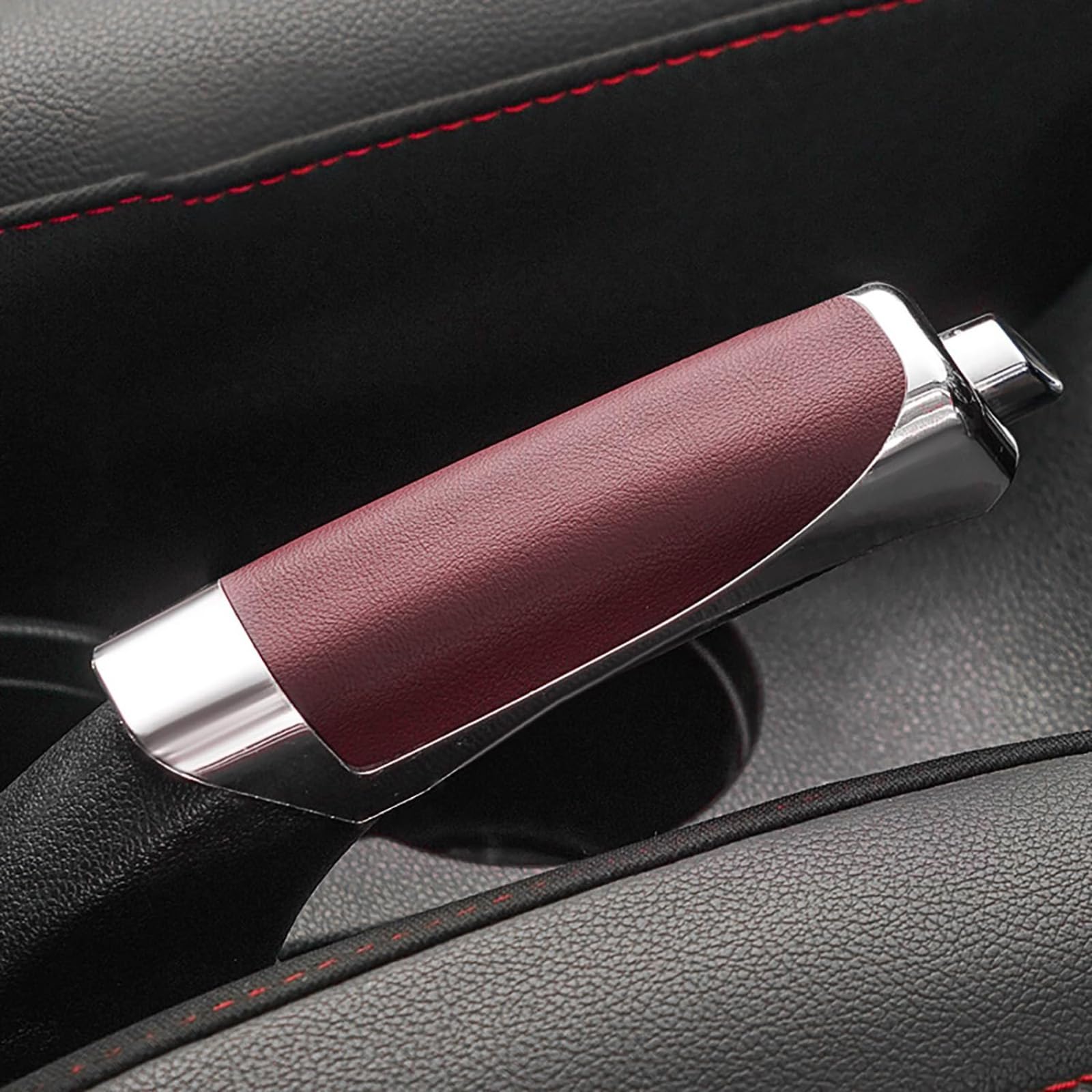 ZQRHHWINY For Peugeot 206 CC (2D) / 207 CC (WD) / 307 CC (3B) Handbrake Cover Leather Texture Parking Brake Grip Anti Slip Scratch Resistant Handle Sleeve Styling Trim handbrake protector,C