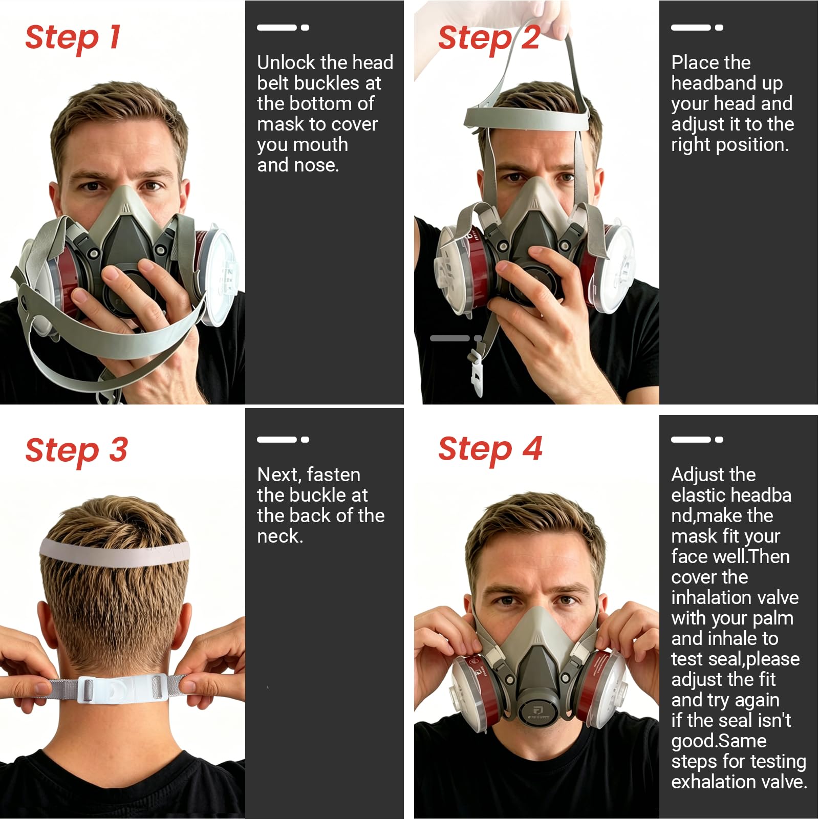 Masque anti Poussiere Pollen Odeur Vapeur Particules Fines Chimiques avec A1 Filtre, Masque a Gaz Reutilisable pour Peinture, Travaux, Resine Epoxy, Soudure,Poncage,Sablage,Meulage,Chantier