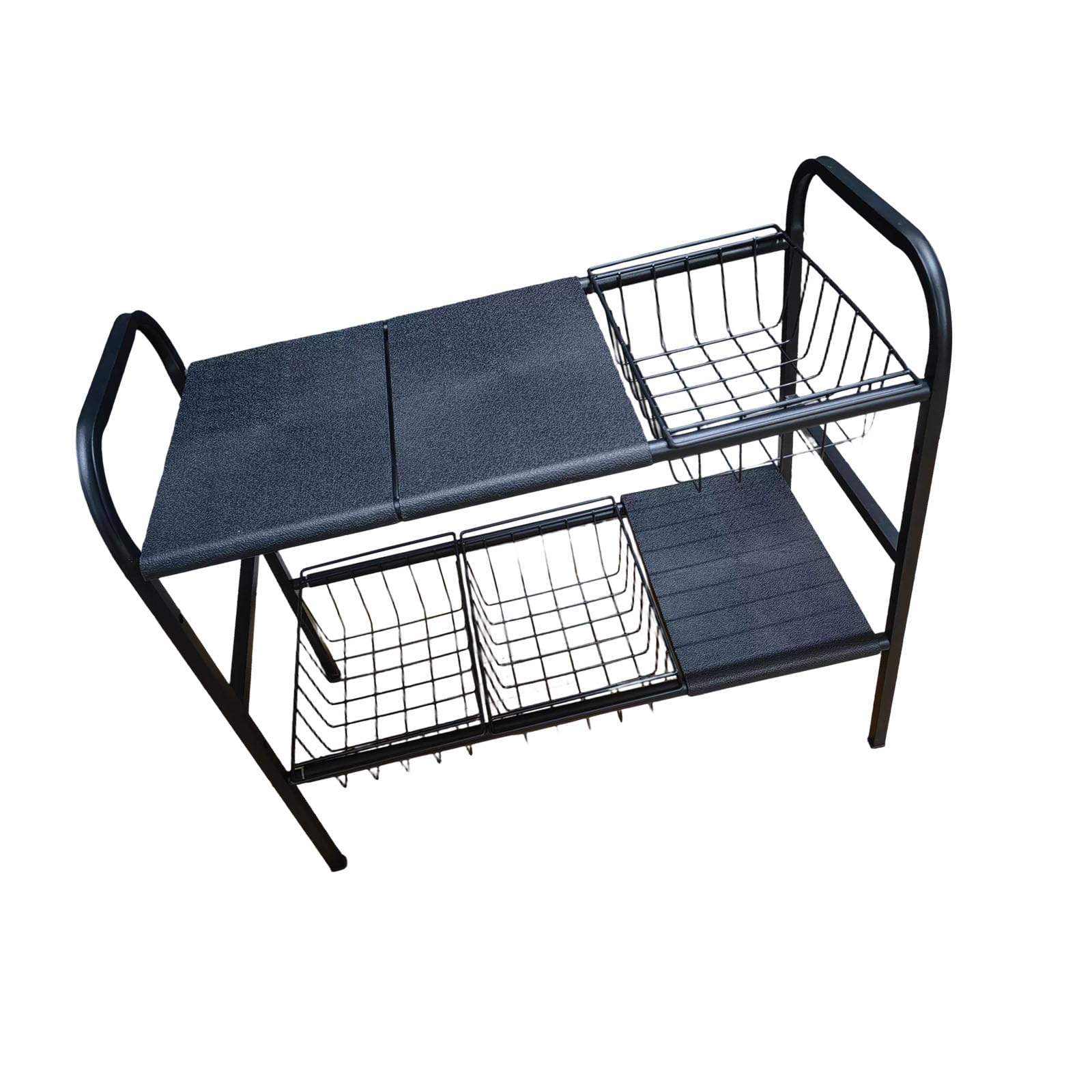 TQUXNGA Flexible 2 Layer Kitchen Rack with Carbon Steel Frame for Optimal Space Utilization in Cabinets Kitchen Countertop Planner