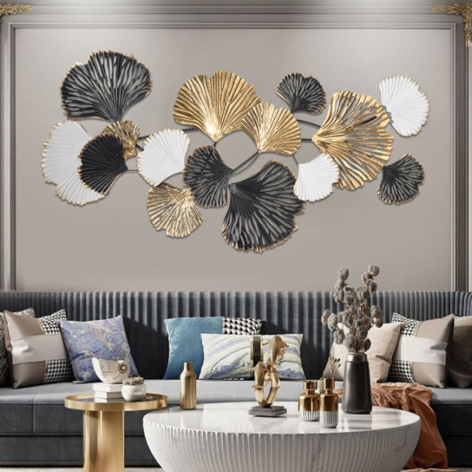 Dekoracja ścienna Metalowa Rzeźba ścienna Metalowe Dekoracje Ścienne Liść Ginkgo Wall Art Decor Dekoracje Ścienne Do Dekoracji Sypialni W Salonie Ozdoba ścienna