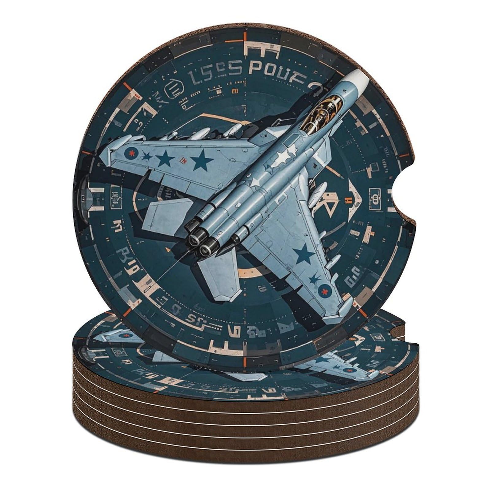 Dessous de verre voiture aviation Force aérienne antidérapants 6,6 cm x6