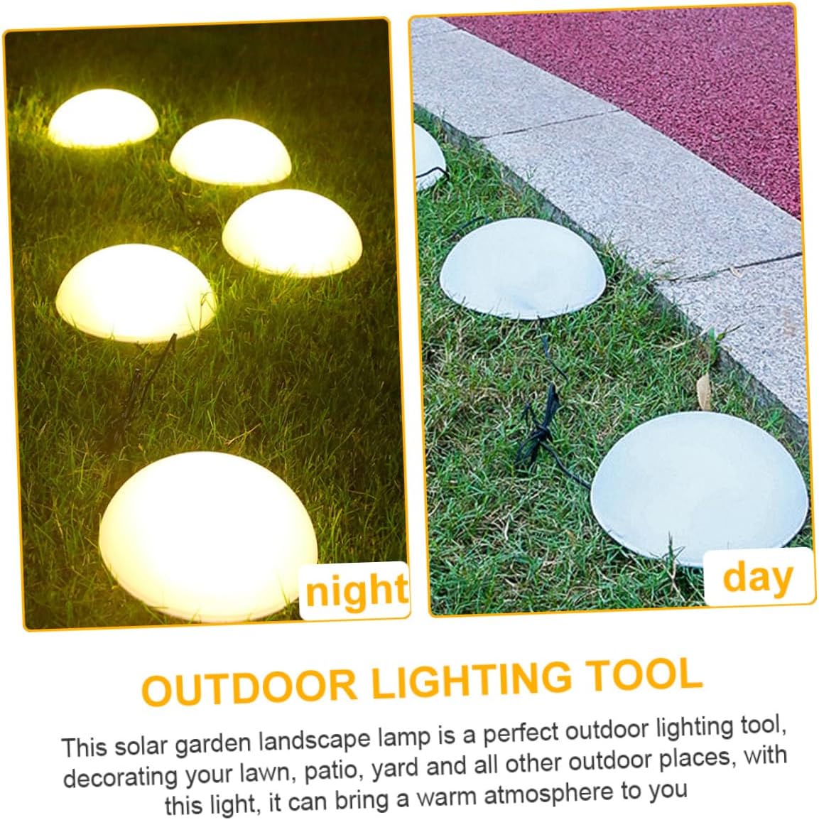 Solar Powered Hemisphere Ground Inserted Lamp Warm Light Solar Garden Light for Park Decor Outdoor Landscape Lighting Romantic Patio Illumination Wire Accent