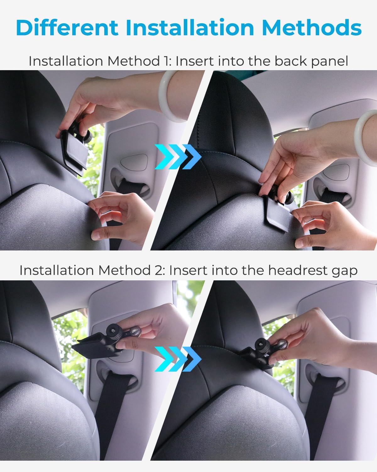 Tesla Model 3/Y Back Seat Tablet Mount Fit 6.1-15.6" Devices, 360° Adjustable Metal Ball Car Backseat Tablet Holder for iPad 12.9 Pro/Air/Mini, Galaxy Tab with Thickness Case (Deep Max 1.18'')