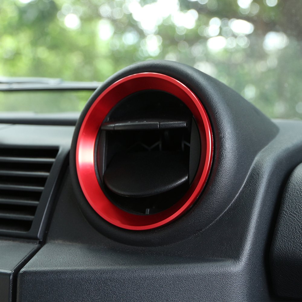 For Defender 110 2015 2016 stop aluminium wnętrze samochodu klimatyzacja wylot pierścień wykończenie akcesoria do stylizacji samochodu (czerwony)