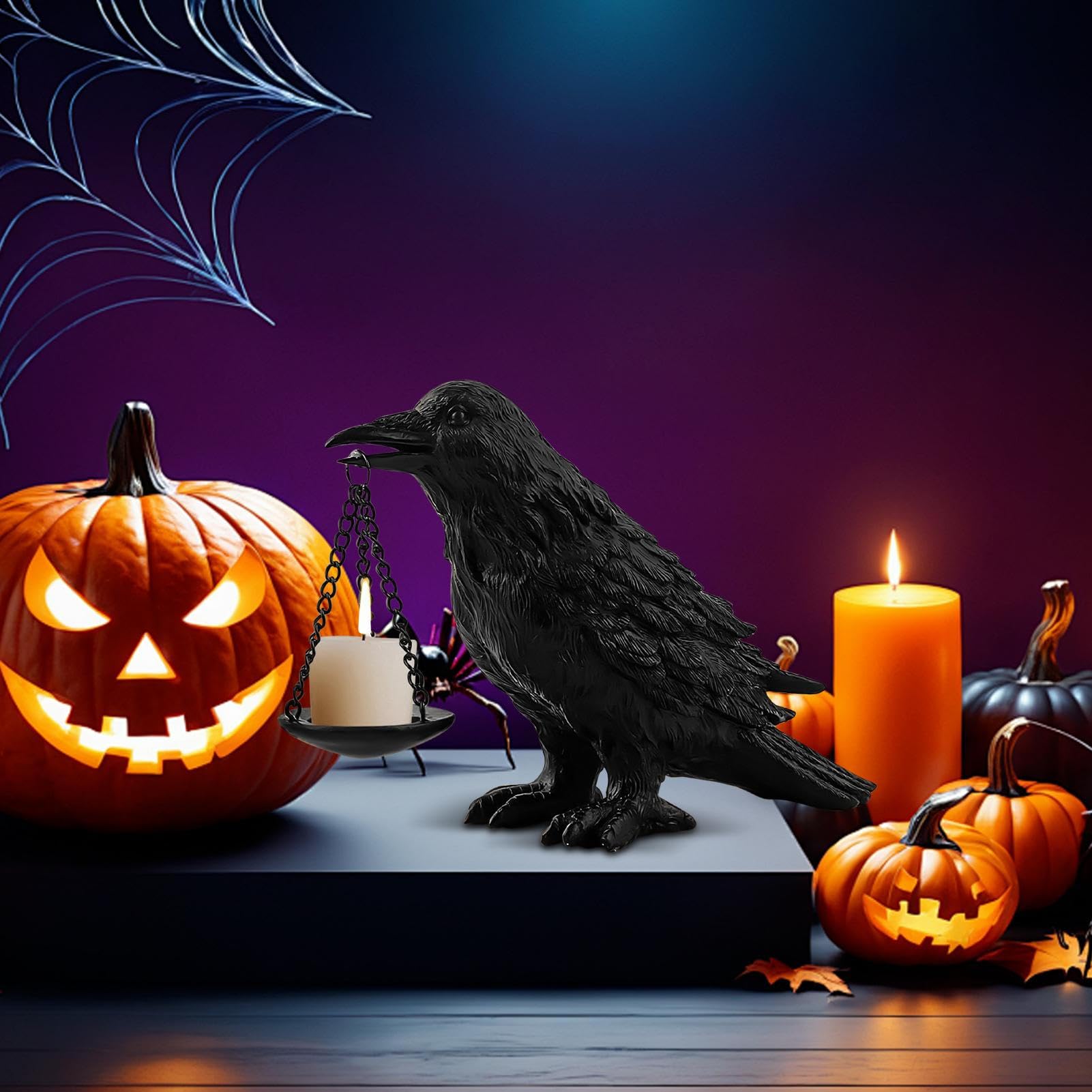 Podstawki Do Świec Halloween na Świece z Dekoracjami Imitującymi Kruka