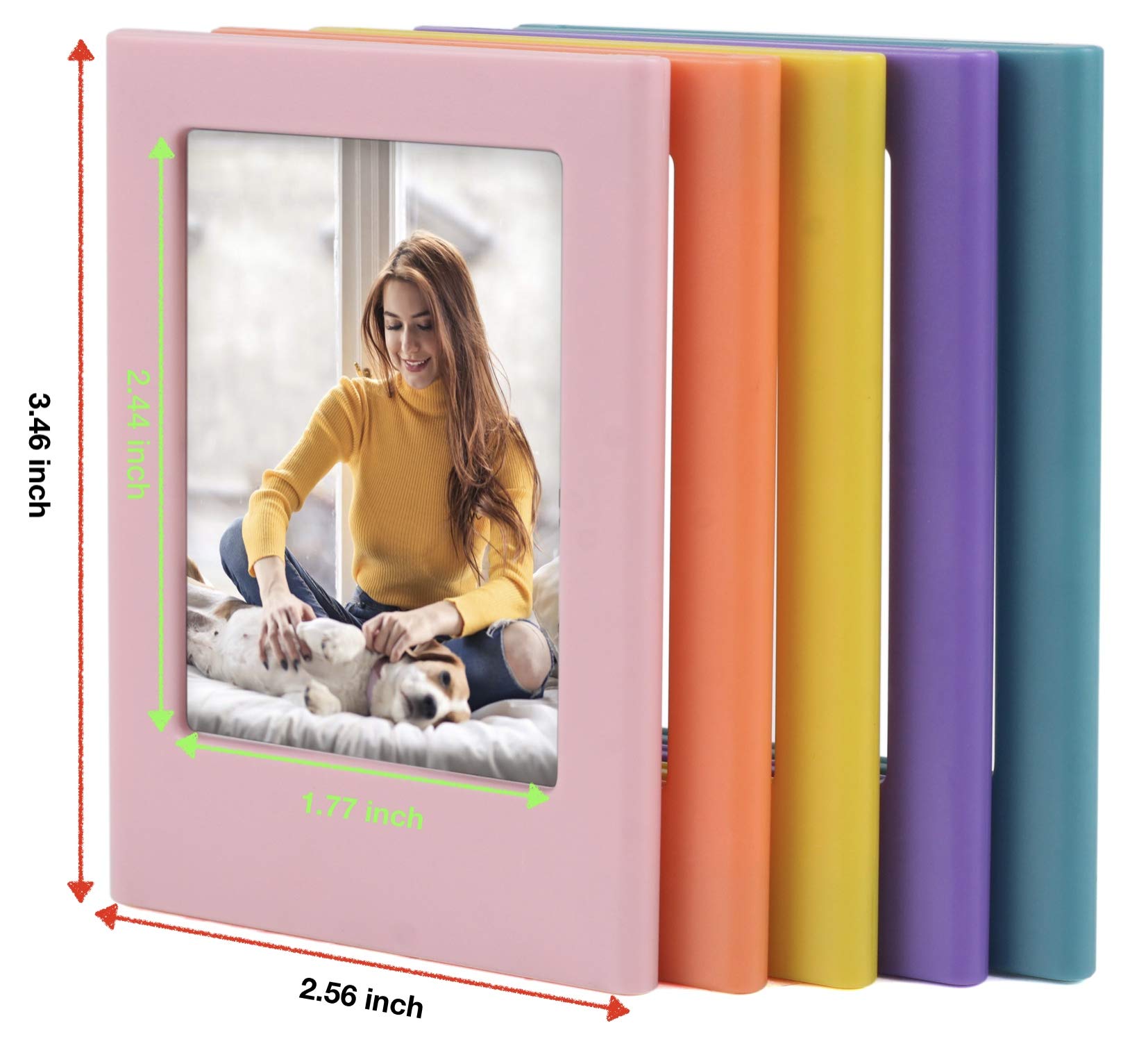 QUEEN3C 10 Packs Colorful 3 Inches Photo Magnetic Frame for Fujifilm Instax Mini 2x3 Film for Mini Table Photo Frame, Fridge Magnetic Photo Frame, Table Locker, Whiteboard, Small Picture Holder.
