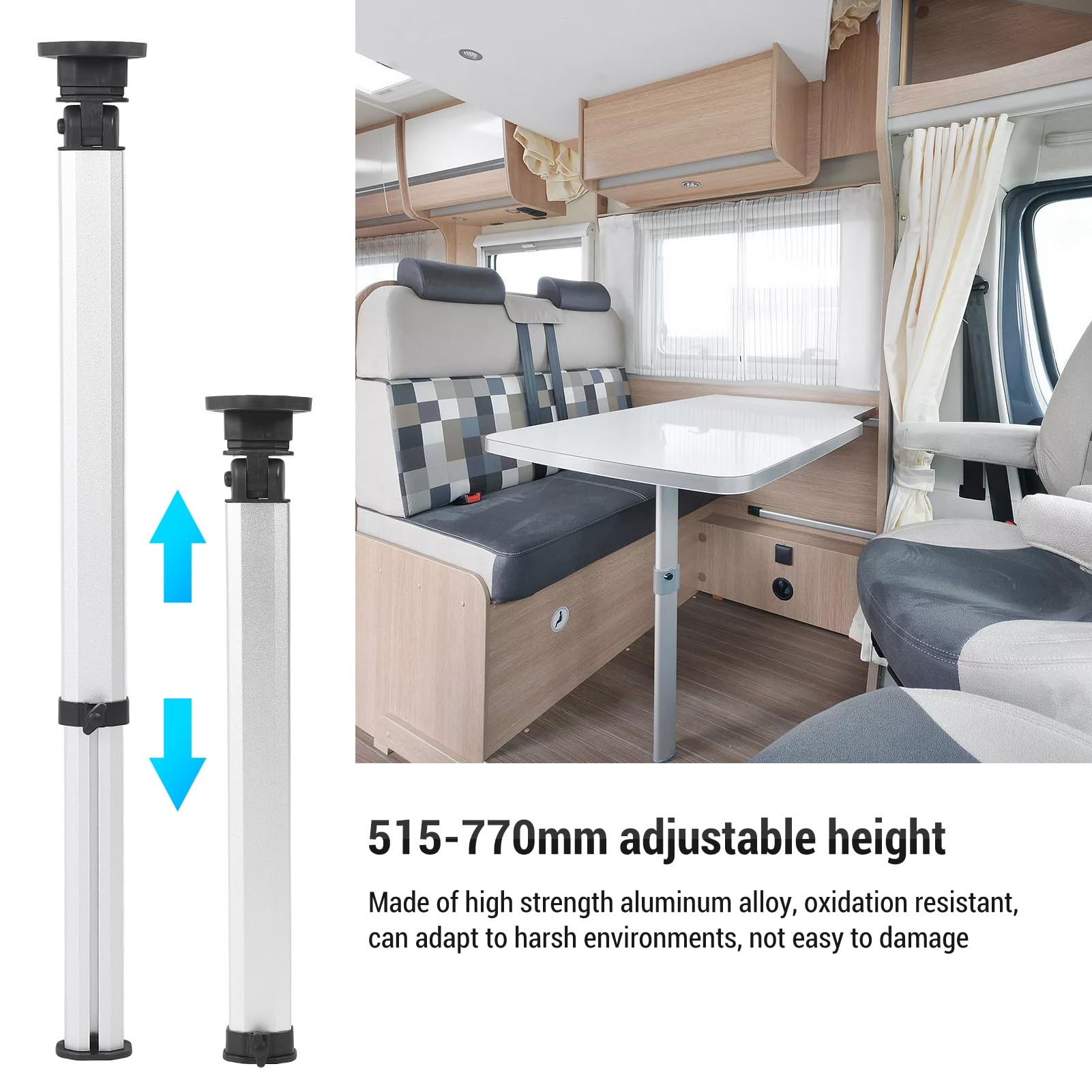 Walmeck Regulowany Składany stół ze Stopu Aluminium Podpórka na Nogi do Biwakowania RV, Regulowana wysokość Idealna do Mebli RV Boat Yacht Kryty Balkon