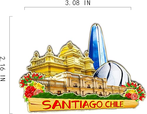 Miniatura 3 de Santiago Chile - Imán de nevera 3D clásico de madera para nevera, hito hecho a mano, recuerdo de viaje, colección de regalo, decoración -1030