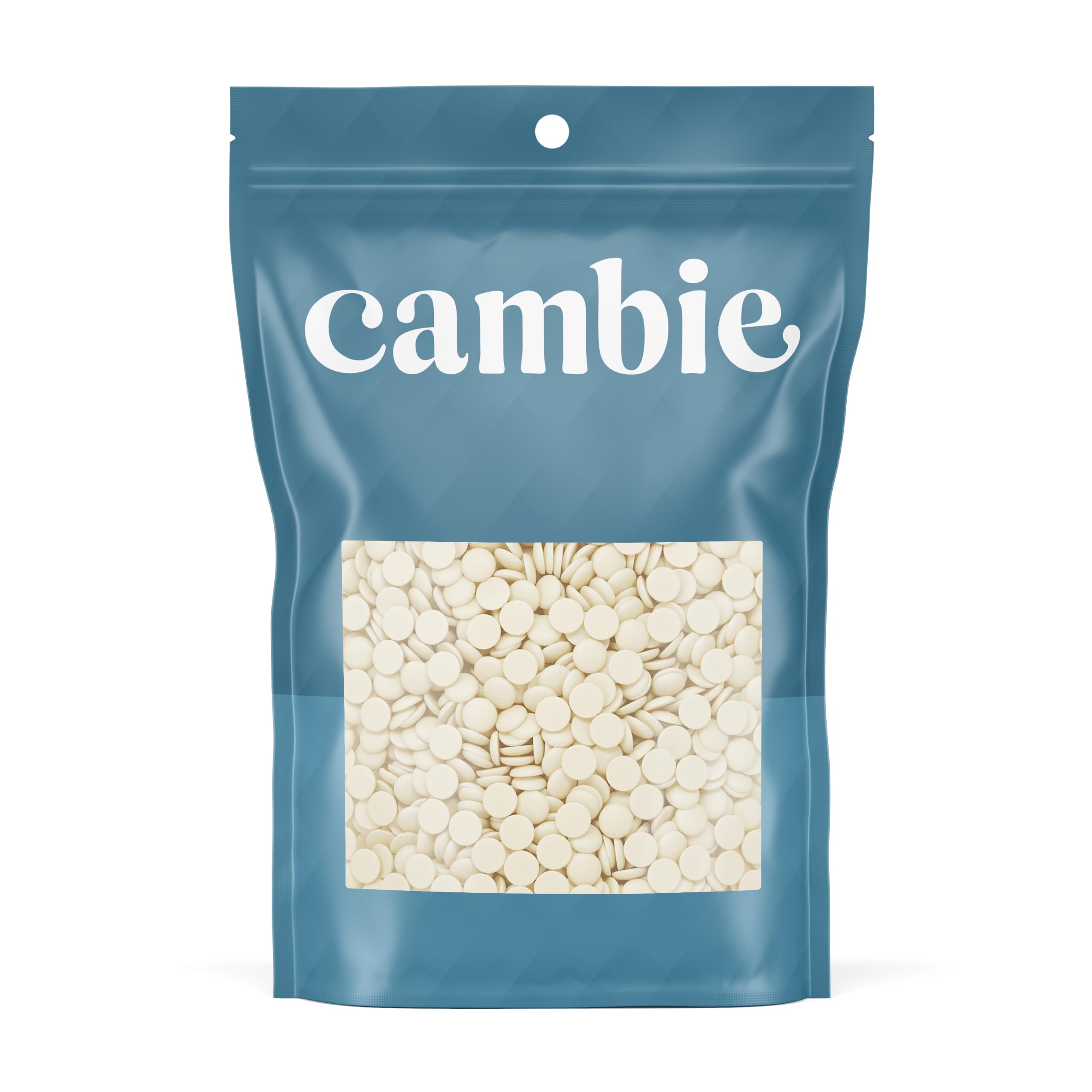 Cambie White Chocolate Couverture 28%, 1 Pound of White Chocolate Chips, European Style Couverture for Chocolatiers, Pastry Chefs, Home Bakers, and Professionals, 1 Pound