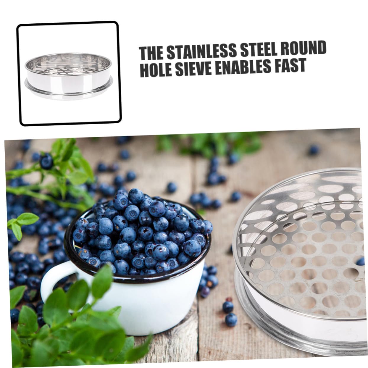 VALICLUD Rundlochsieb als Bodensieb 2 Stück Edelstahl mit Flachem Weichem Siebgewebe Vielseitig Einsetzbar Sieb zum Blaubeeren und Gewürze Sieben für Garten und Küchen