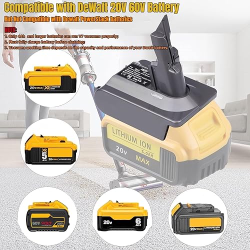 Miniatura 3 de V7 Adaptador de batería para aspiradora Dyson V7, adaptador V7 para batería Dewalt de 20 V para reemplazar la batería Dyson V7, funciona para