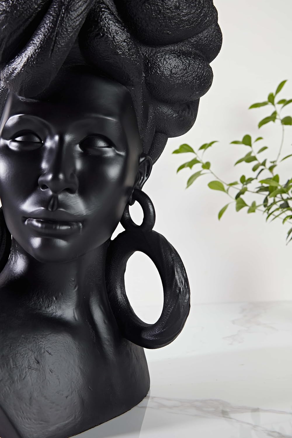 Large African American Bust, 23.5 Inch Tall Resin Black Woman Statue, Modern Minimalist Matte Art Afrocentric for Living Room Entryway Mantel,Decorative Big Black Girl Sculpture Figurine Present Decor