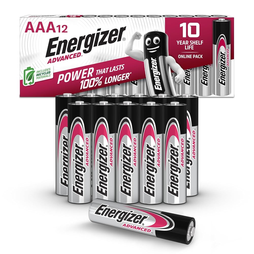 Energizer Advanced AAA Batteries 1.5V Alkaline, 12 Pack, Long-Lasting Premium Triple A Batteries