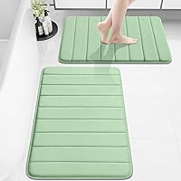 Vista 19 de Buganda Juego de 2 tapetes de baño de espuma viscoelástica y tapete para inodoro en forma de U, lavable a máquina, suave, antideslizante, Negro